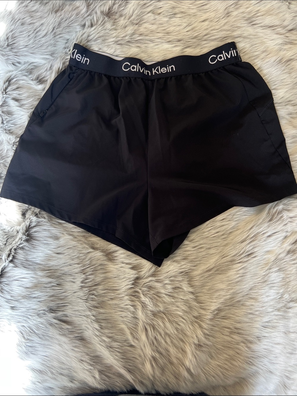 Calvin Klein Black Elastic-Waist Athletic Shorts